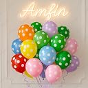 AMFIN (Pack of 30) Polka Dot Balloons, Helium-Fill for Kids Birthday, Baby Shower, Party Decoration - Multicolor gallery image
