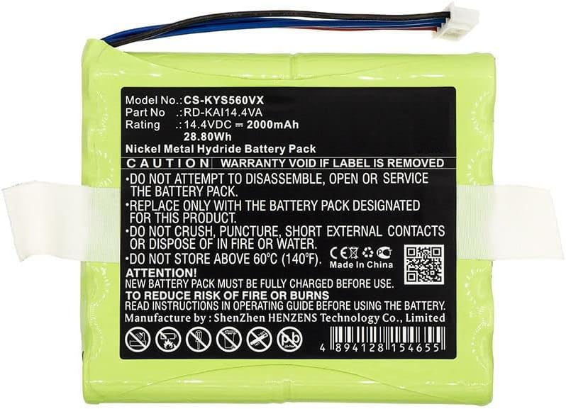 Battery for Vacuum 28.80Wh Ni-Mh 14.4V 2000mAh, RD-KAI14.4VA (28.80Wh Ni-Mh 14.4V 2000mAh Green for Kaily Vacuum S560, S710, S750)