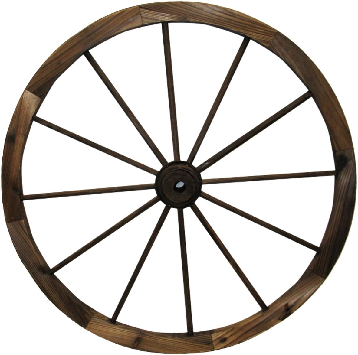30-Inch Wooden Wagon Wheel, Rustic Decorative Yard/Garden Décor, for Decoration Only