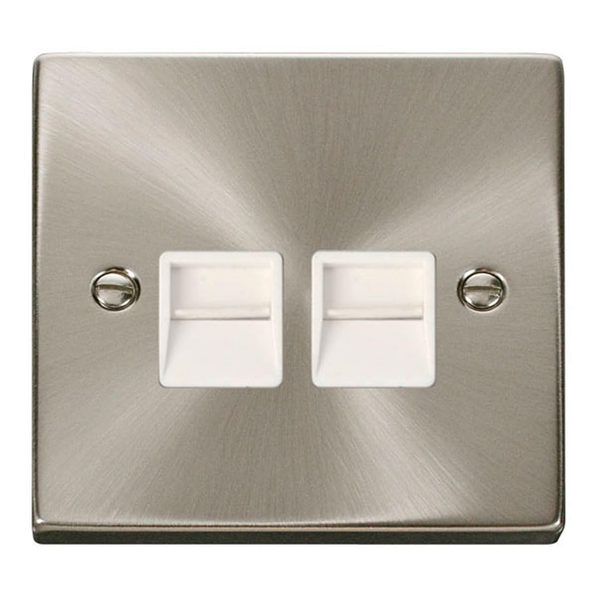 Click Satin Chrome Satin - Brushed Chrome Master Telephone Twin Socket