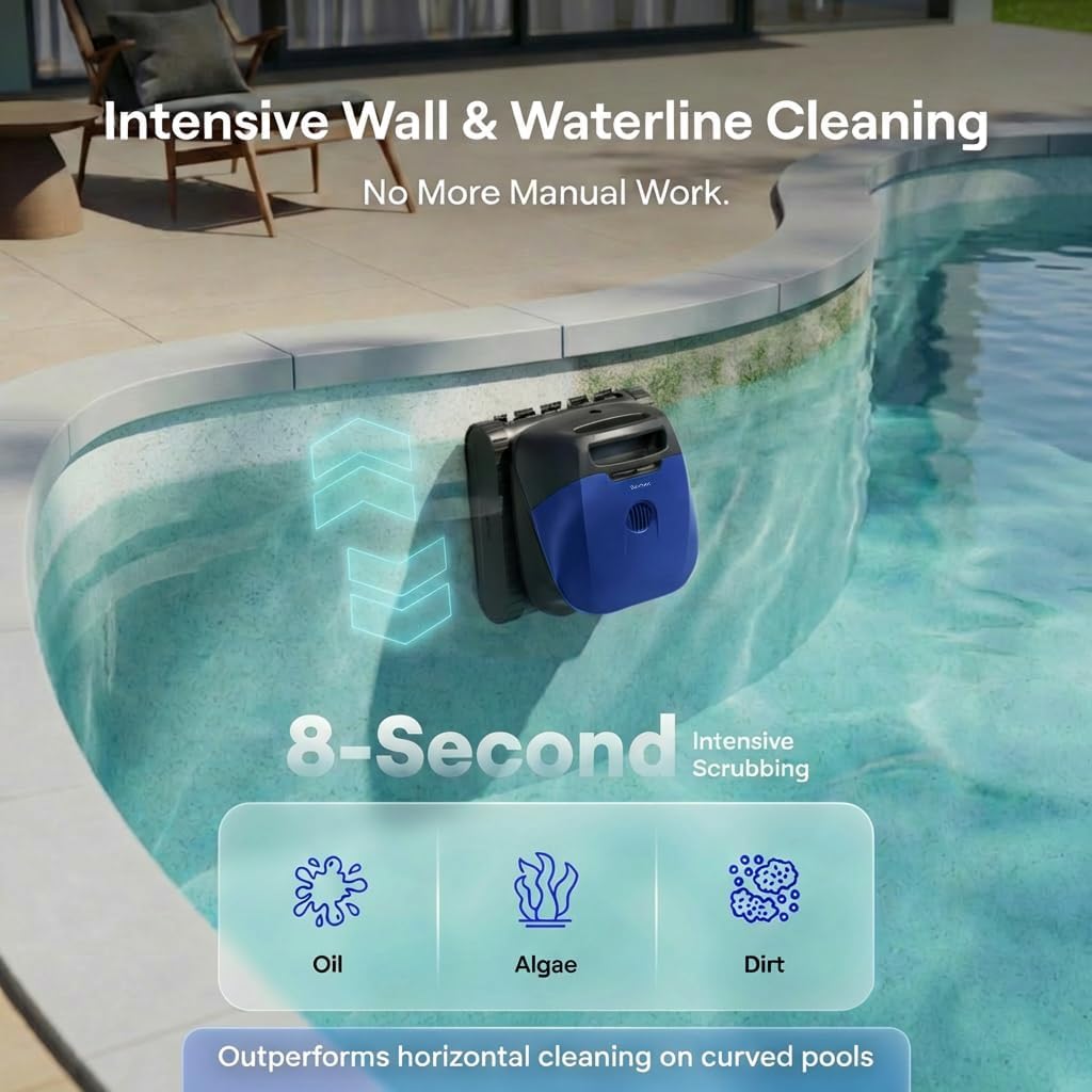 Beatbot Sora 10 Cordless Pool Vacuum Robot for Inground & Above Ground Pools, 6800 GPH Suction, Floor/Wall/Waterline/Shallow Area Cleaning, Waterline Parking, 300 Mins Runtime,Royal Blue