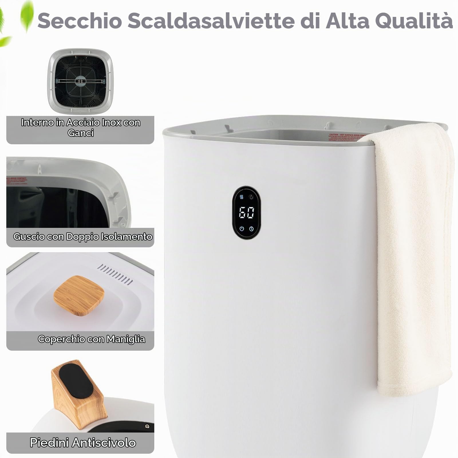 LIFEZEAL Scaldasalviette elettrico da 35 l, scalda asciugamani con modalità a secco e funzione timer, per bagno, accappatoio, coperta e pigiama