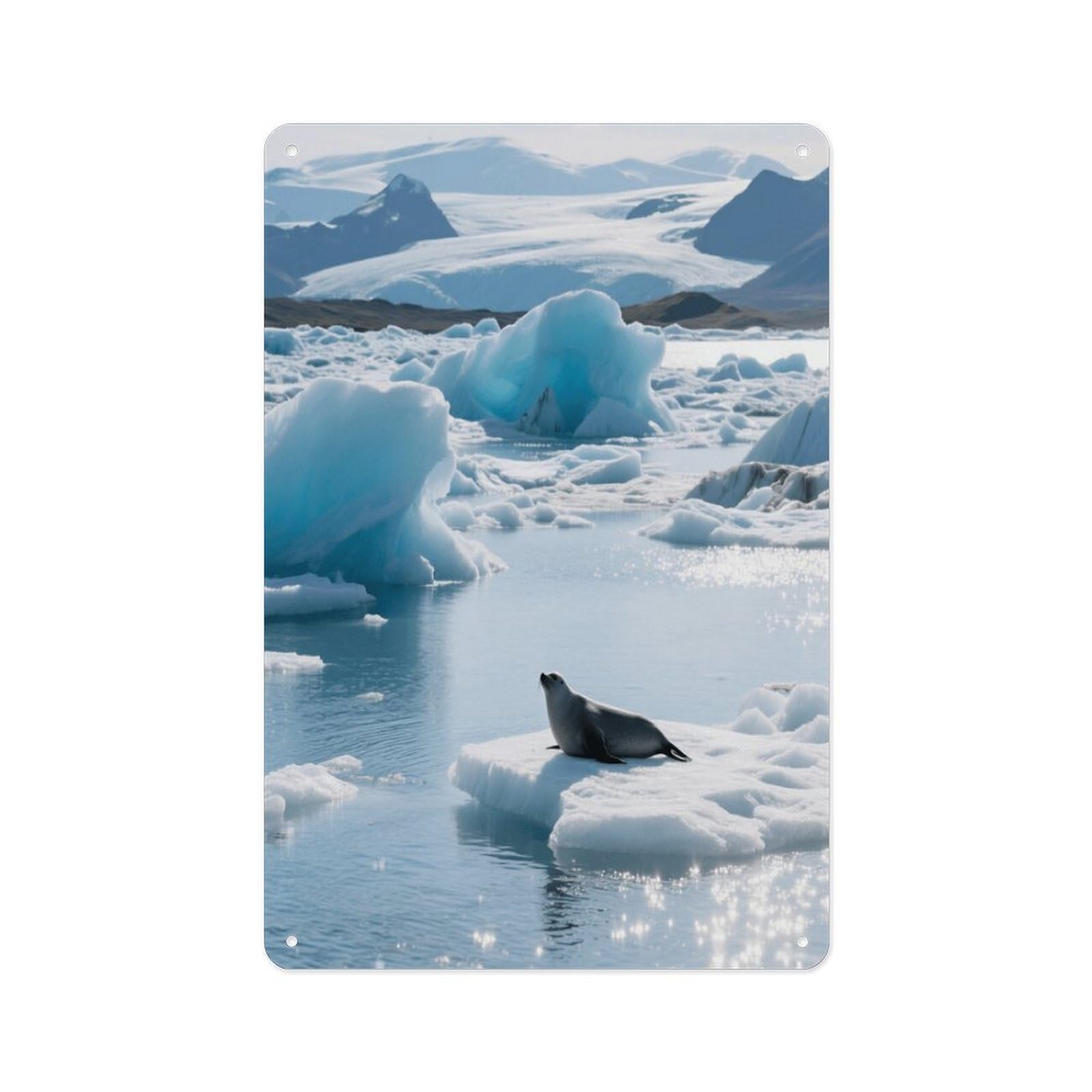Fekiloot Style Glacier Lake Iceberg Wall Decor Metal Signs Tin Signs Poster