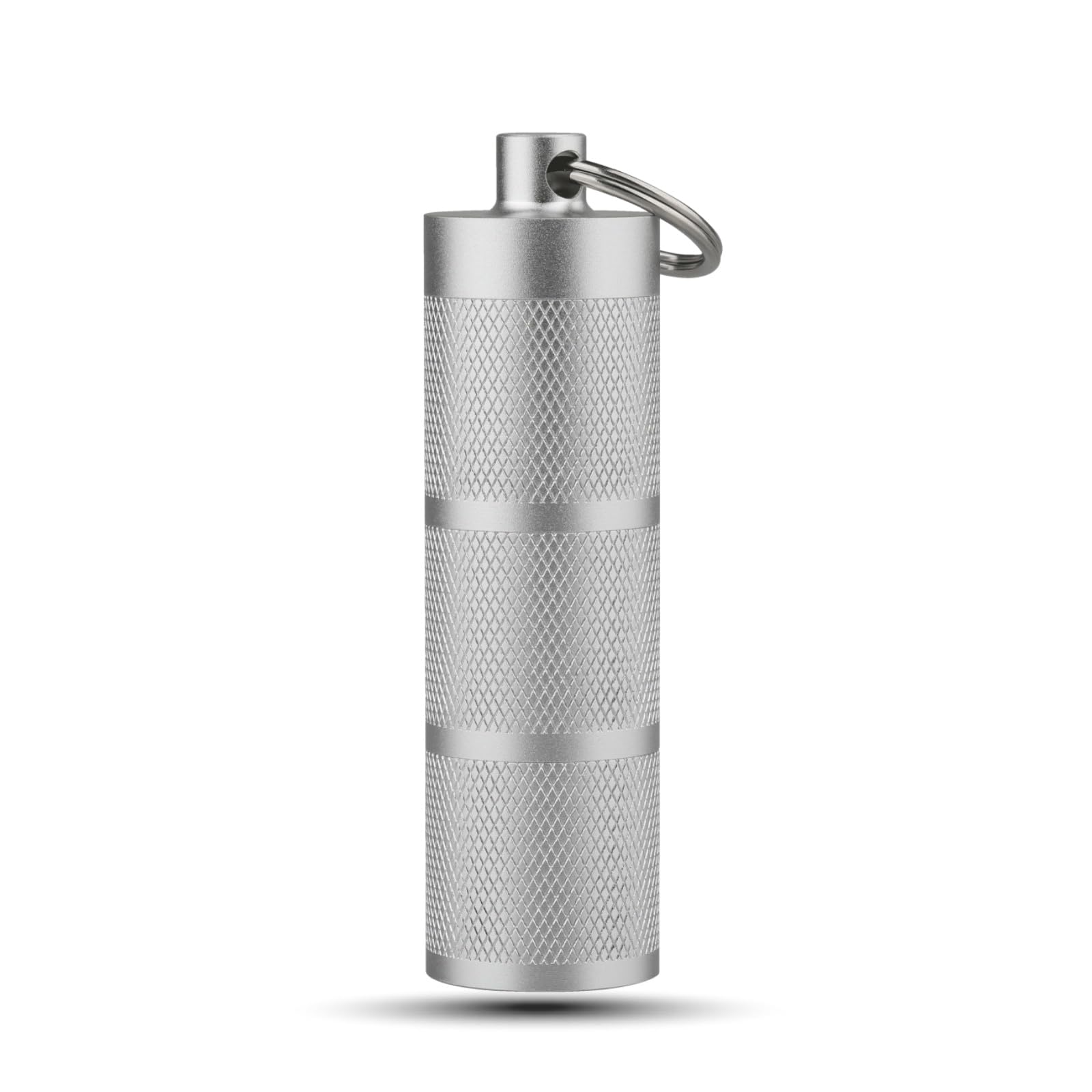 Kleine tragbare Pillendose mit 3 Fächern, wasserdichte Notfall-Medizin-Behälter, tägliche Pillenhalter, Mini-Aufbewahrungsbox mit Schlüsselanhänger, für Outdoor-Reisen und mehr, Silber