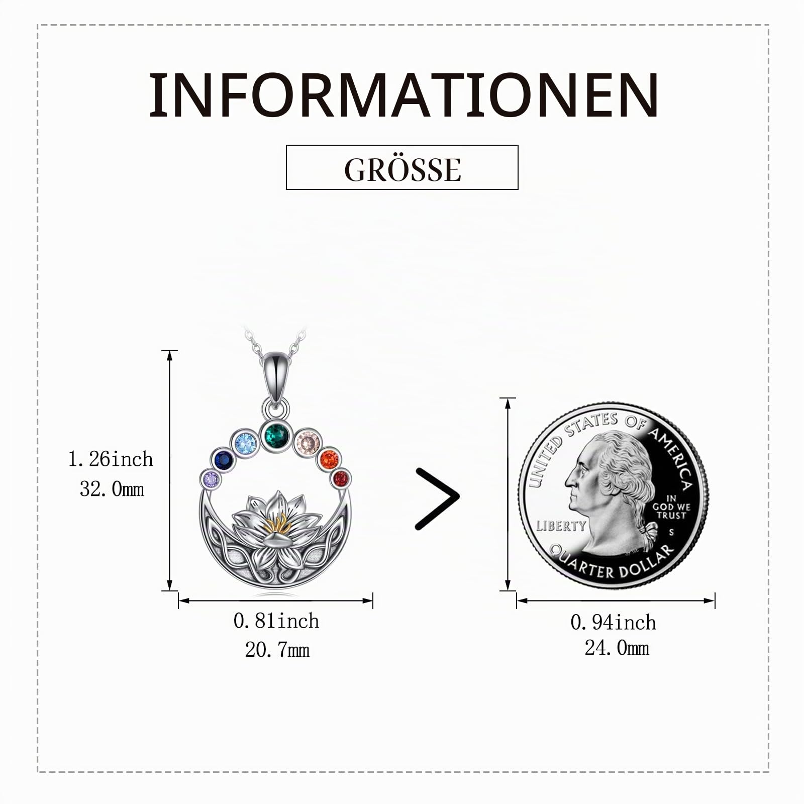 Axeluna Chakra-Halskette, Sterlingsilber, Lotusblüte, keltischer Knoten, Anhänger, Halskette, Heilung, Yoga, Schmuck, Geburtstag, Weihnachten, Geschenke für Frauen, Mutter, Tochter, sie