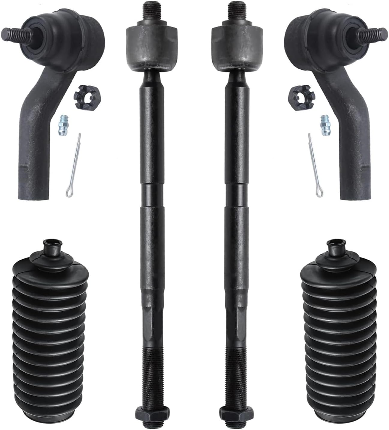 Detroit Axle - Front Inner & Outer Tie Rod End Boot Replacement for 2013-2017 Ford C-Max Escape Focus - 6pc Set