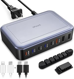 USB C Charger，185W 8-Port USB C Charging Station， USB C Wall Fast Charger with 2 Pack USB C Cable，Compatible with MacBook Pro/Air, iPad Pro,iPhone 14 13 12 Pro Max,Galaxy,Steam Deck.ect
