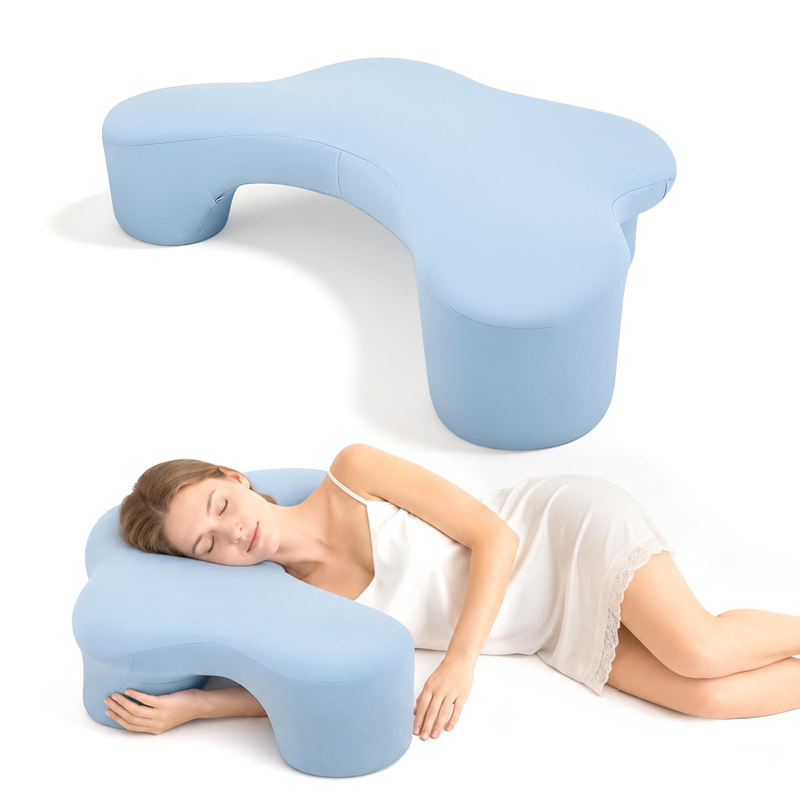 Almohada grande para dormir de lado, almohada ergonómica para dormir de lado con sisa, almohada ortopédica de espuma viscoelástica para cuello y hombros, almohada de seda de hielo, para espalda y