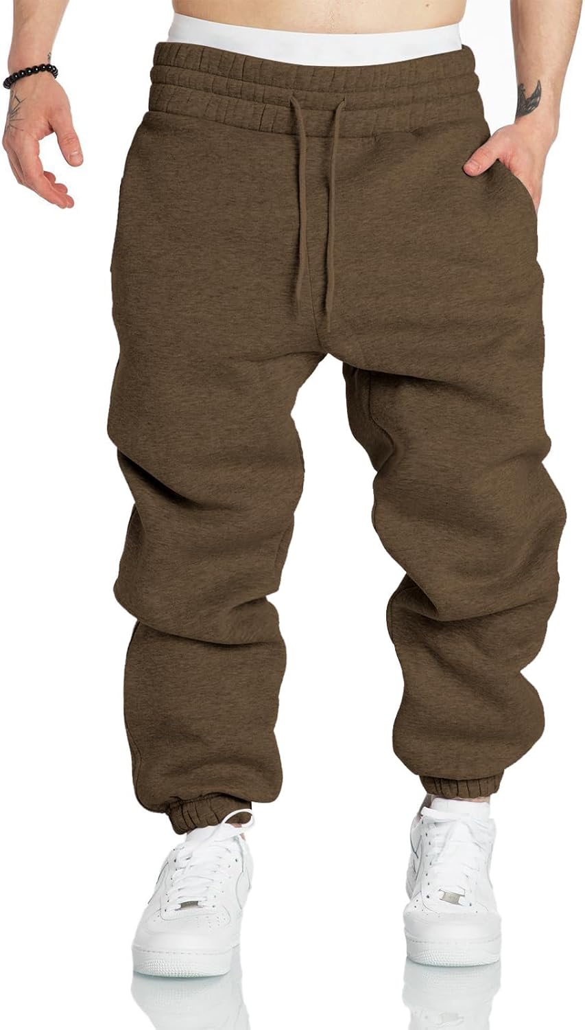 A WATERWANG Men's Sweatpants Casual Cotton Tapered Joggers Athletic Sweat Pants for Men Workout Running with Pockets