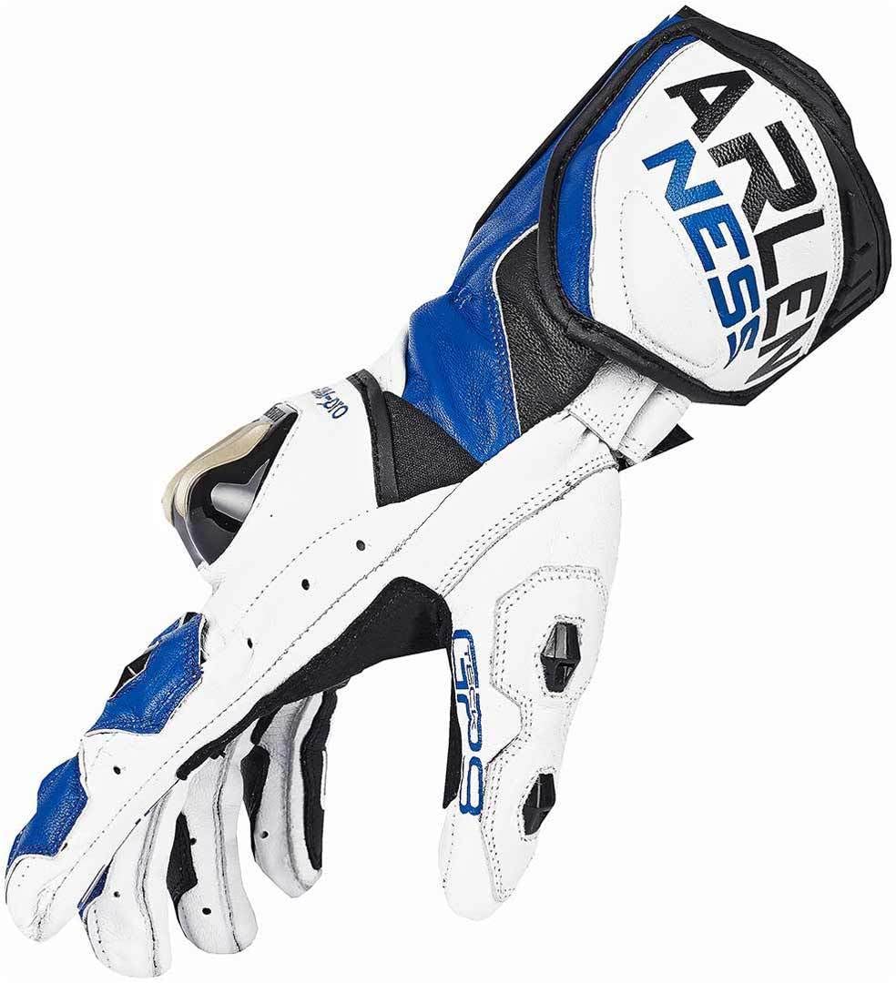 Arlen Ness Sugello Motorradhandschuhe, schwarz/weiß/blau, S