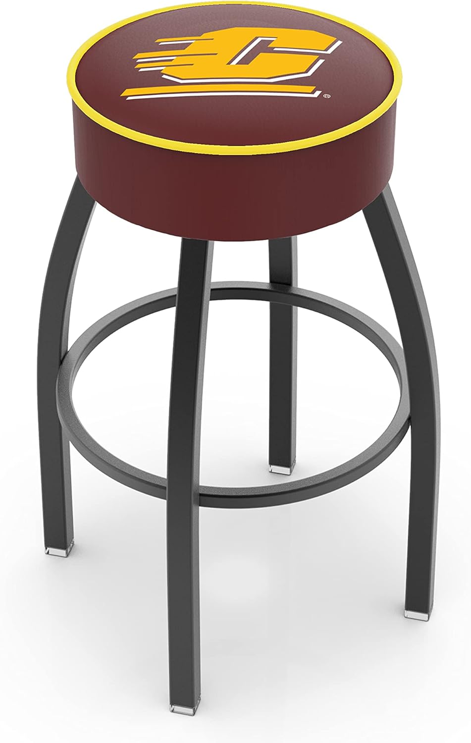 HBS L8B1-4" Boise State Cushion Seat with Black Wrinkle Base Swivel Bar Stool by The Holland Bar Stool Company