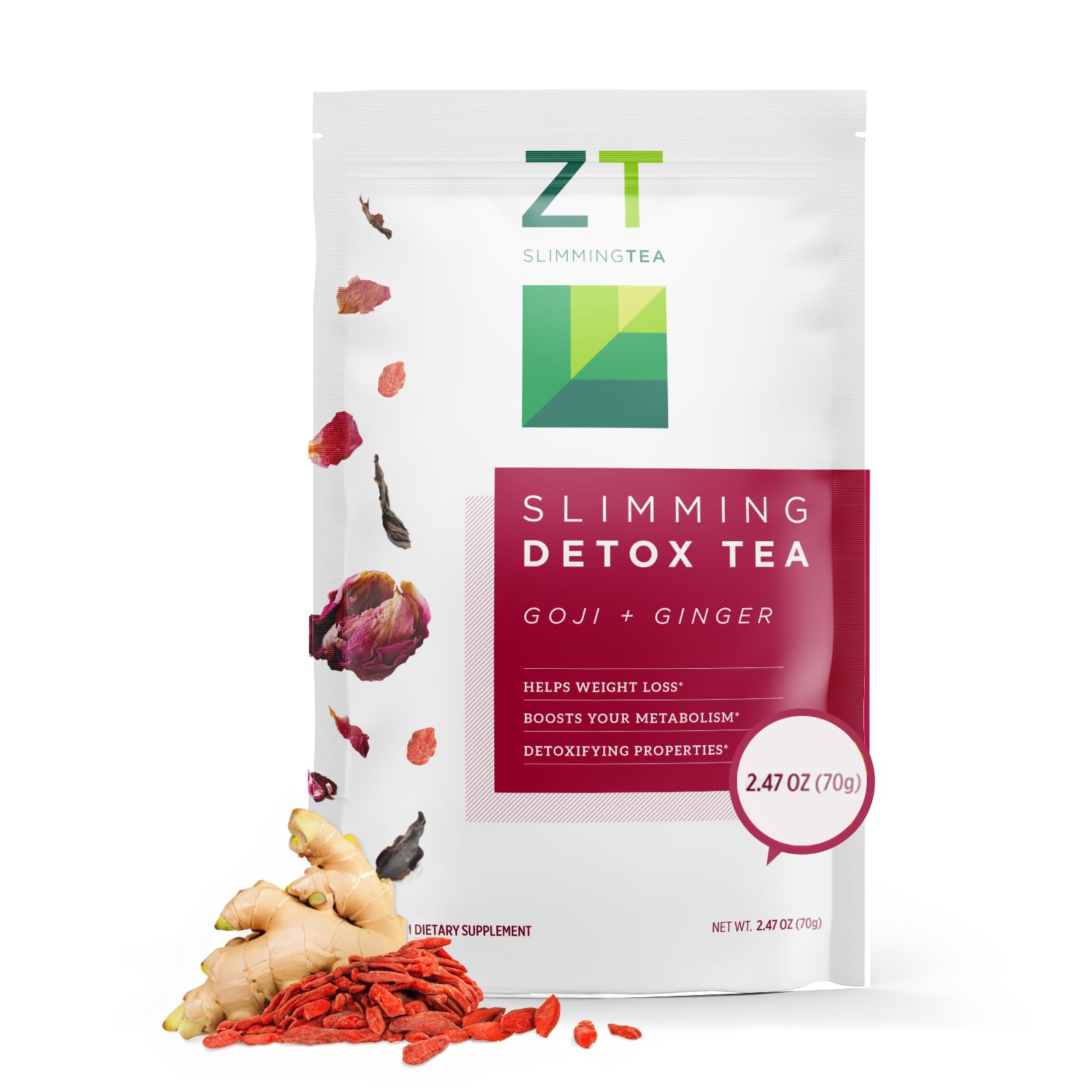 Goji-Ginger Detox Blend | Healthy Weight Management Organic Herbal Tea Organic for Cleanse, Enhance your Metabolism Naturally and Reduce Bloating (Loose Leaf)