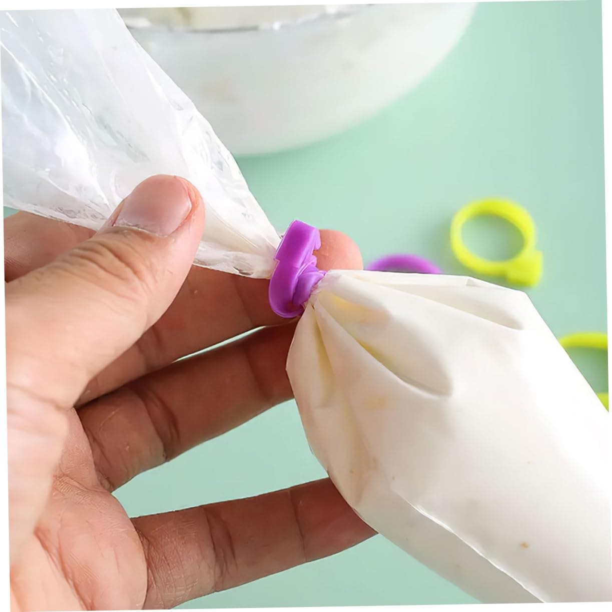 Amosfun 5 Juegos De Bridas De Silicona Versátiles para Manga Pastelera Anillos De Sellado Bridas De Fijación para Hornear Accesorios Decorativos De Cocina 50 Unidades X 5