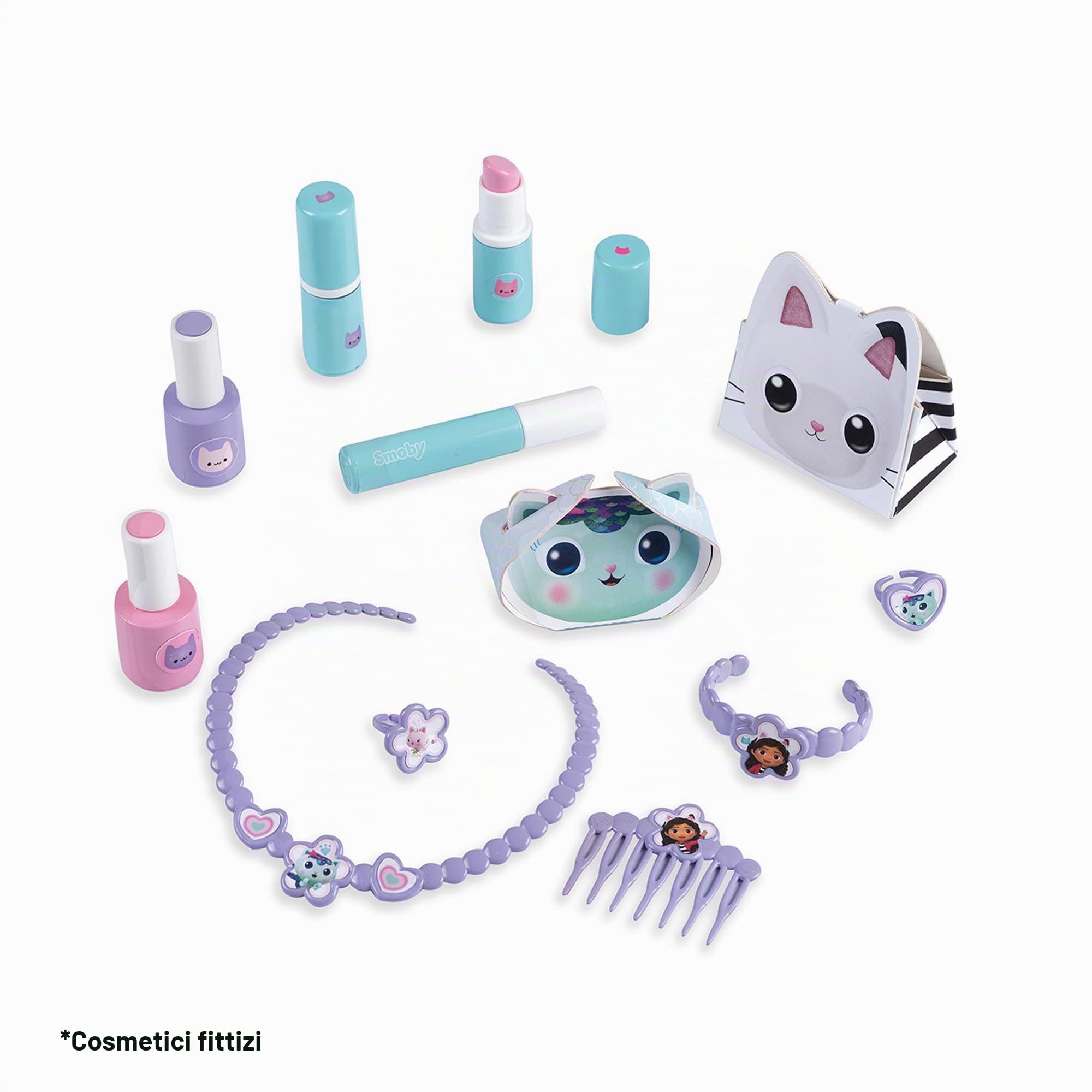 Smoby - Gabby Specchiera da tavolo, 7600320253, +3 anni, 15 accessori, trucchi finti