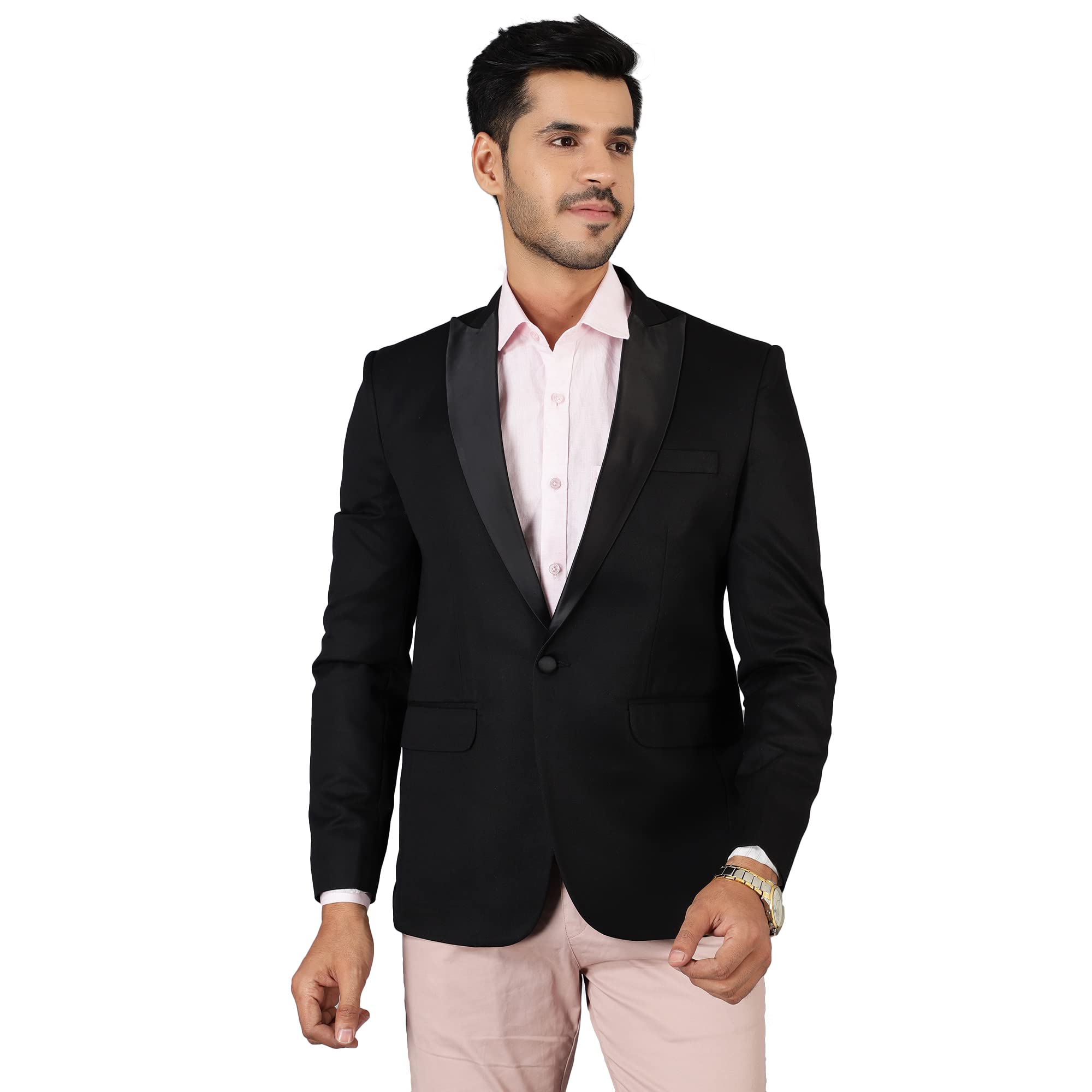 wintage Men's Polyster Cotton Black Blazer-picture-38