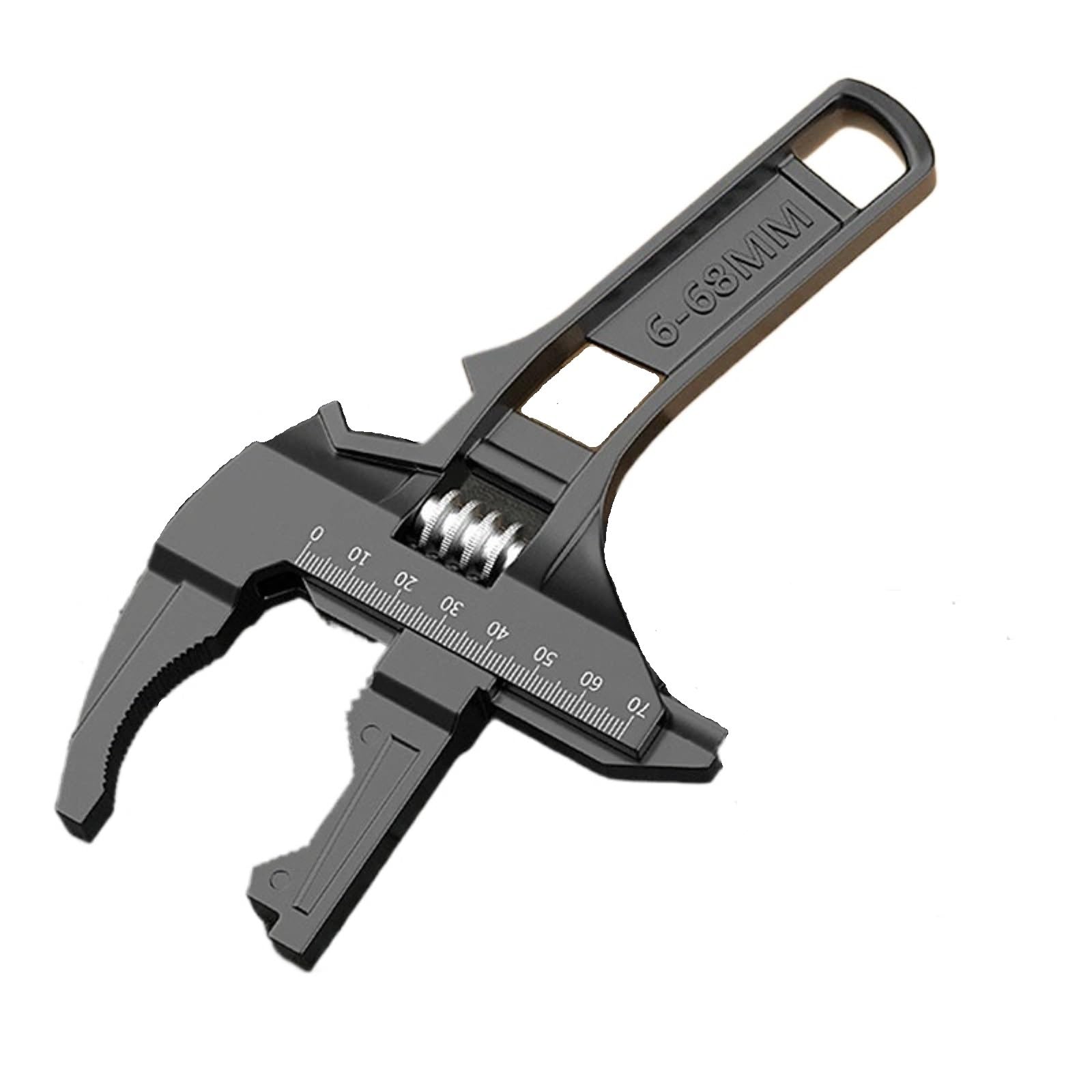 Lajhdcg Silver 6-68Mm Universal Repair Set Bathroom Hand Tools Large Opening Pipe Wrench Nut Key Adjustable Spanner Home Repair Tool(Silver)