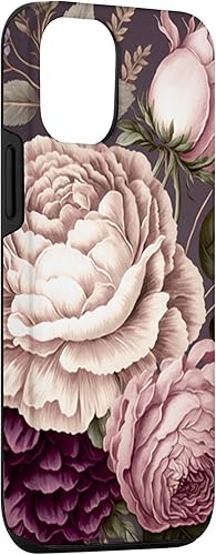 Miniatura 3 de Funda para iPhone 13 Pro Elegant Blush Pink & Purple Vintage Floral Rose & Peony