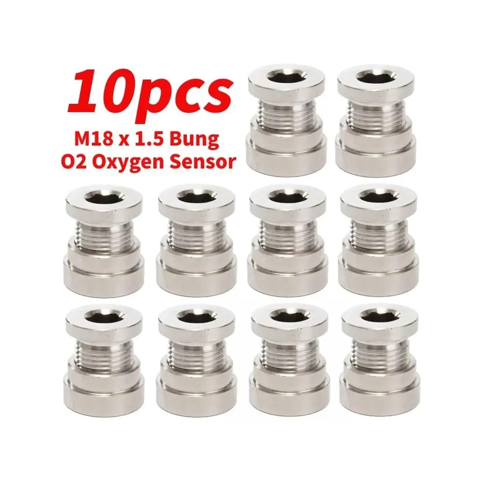 sonda tlenowa Pasuje do M18 1.5 10-1 szt. Lambda O2 czujnik tlenu nikiel nakrętka złącze platerowany korek Adapter Spacer(10pcs Oxygen Sensor)