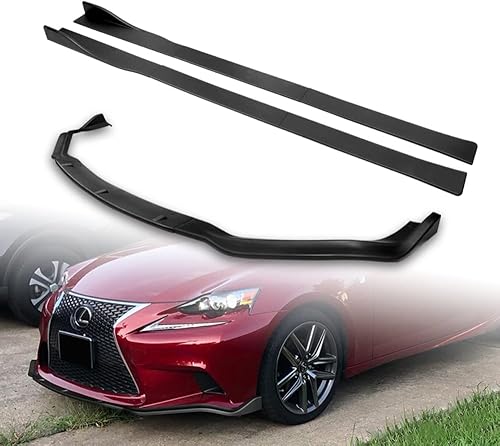 Miniatura 10 de Q1-TECH, Difusor de 9 piezas de borde delantero y falda lateral compatible con Lexus is-Series F-Sport 2014, 2015, 2016, solo modelo, alerón de