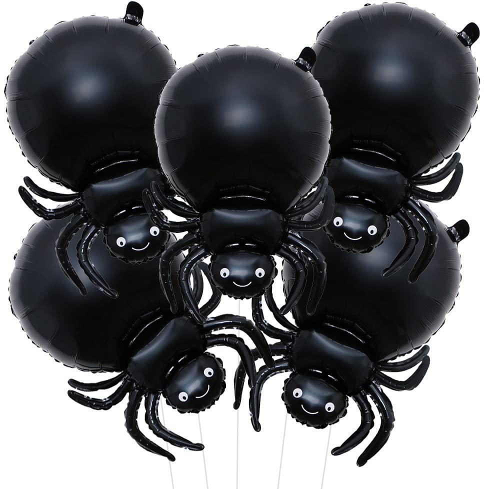 Spider Balloons Animals Balloons Black Spider Foil Balloon for Spider-Themed Birthday Party Supplies Decorations Halloween Decorations Balloon Party Sets-5pcs