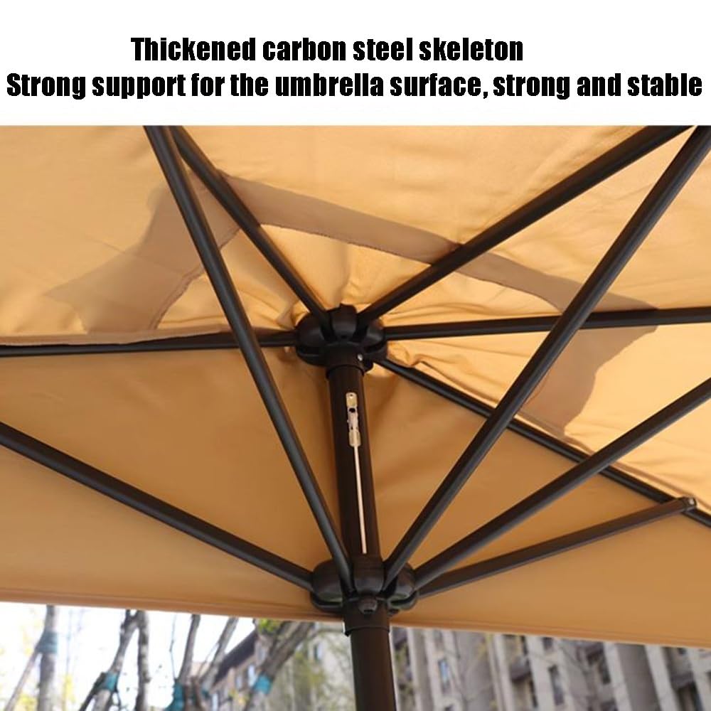 Piccolo ombrellone da esterno per balcone, semi-rettangolare, a parete, ventilato con manovella (nero)