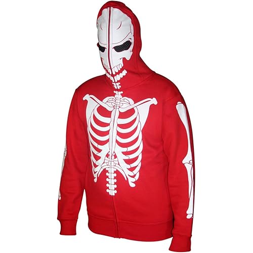 SKYLINEWEARS Men Full Face Mask Skeleton Skull Hoodie Sweatshirt Halloween Costume Hoodie