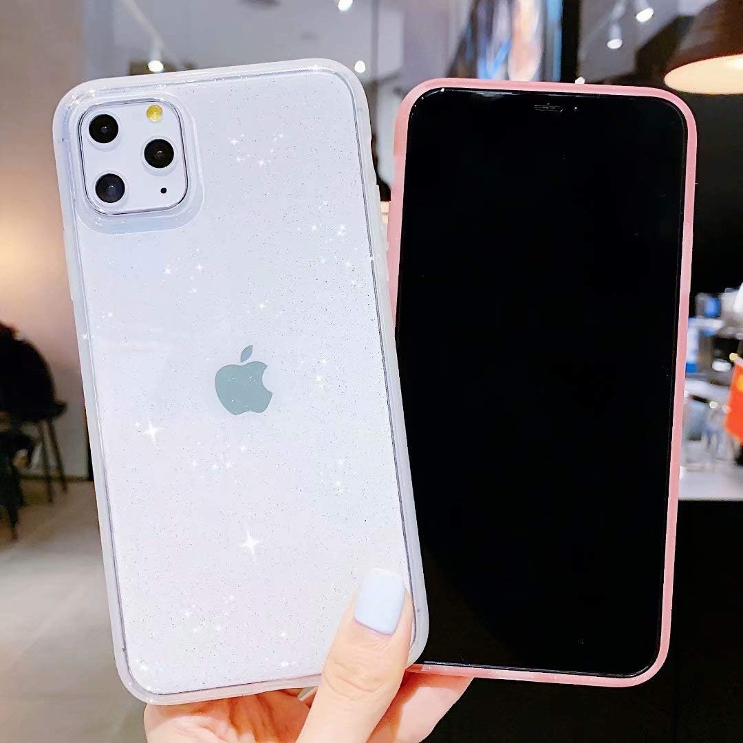 Anynve iPhone 11 Pro Case, Clear Glitter Bling Sparkle Case [Anti-Shock Matte Edge Bumper Design] Cute Slim Soft Silicone Gel Case Compatible for Apple iPhone 11 Pro 5.8''-Clear