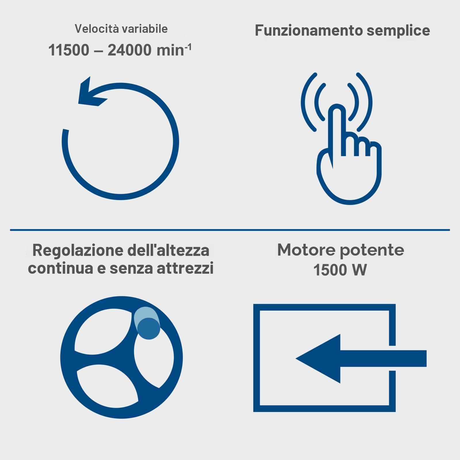 Scheppach Fresatrice da tavolo HF60, 230 V, 1500 W, pinze da 6/8/12 mm, altezza mandrino max. 40 mm, regolazione variabile della velocità da 11500 a 24000 min-1, con estensioni da tavolo