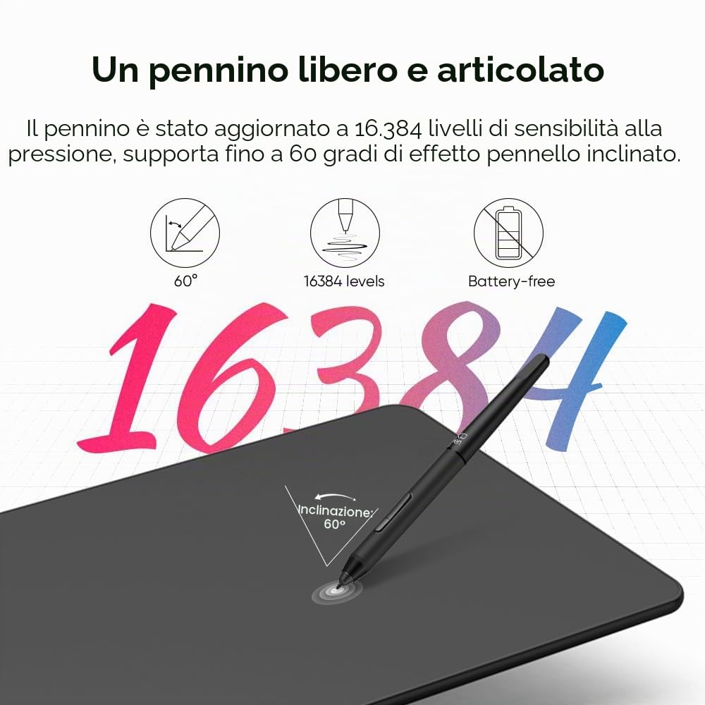 XP-PEN DECO01V3 - Tavoletta Grafica, 10 x 6 pollici, penna passiva 16384 livelli, con inclinazione e 8 scorciatoie - Compatibile con Windows/Mac OS/ChromeBook/Android/Linux