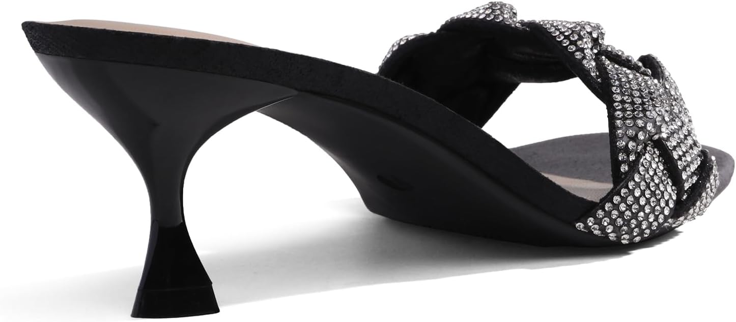 DREAM PAIRS Heels for Women Rhinestone Open Toe Low Kitten Heels Sexy Stilettos Heels Pump Sandals Party Evening Prom Dance Dress Shoes - Image 5