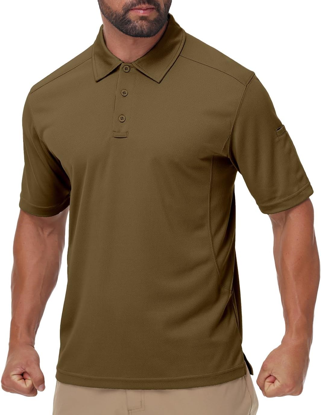 Men‘s Quick Dry Tactical Polo Shirt 4-Way Stretch Work Polo with Pen Pocket Sun Protection Moisture Wicking for Golf Hiking