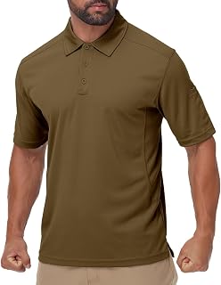 Men‘s Quick Dry Tactical Polo Shirt 4-Way Stretch Work Polo with Pen Pocket Sun Protection Moisture Wicking for Golf Hiking