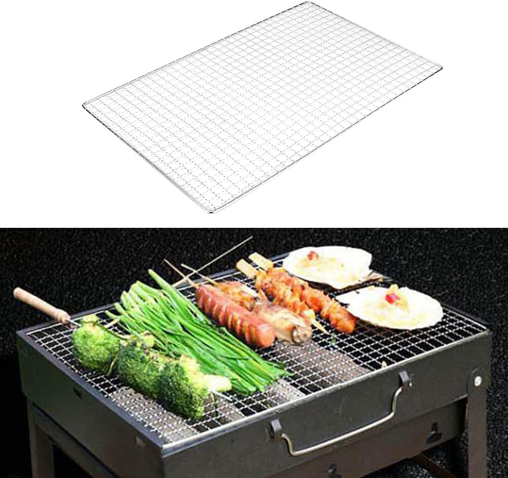 BBQ Grill Mesh Rack, 11.8x17.7inch Chrome Iron Non-Stick Barbecue Grilling Grid, Rustproof Portable Grill Grate for Outdoor Camping Picnic, Oven Steaming Cooking Accessory image 5