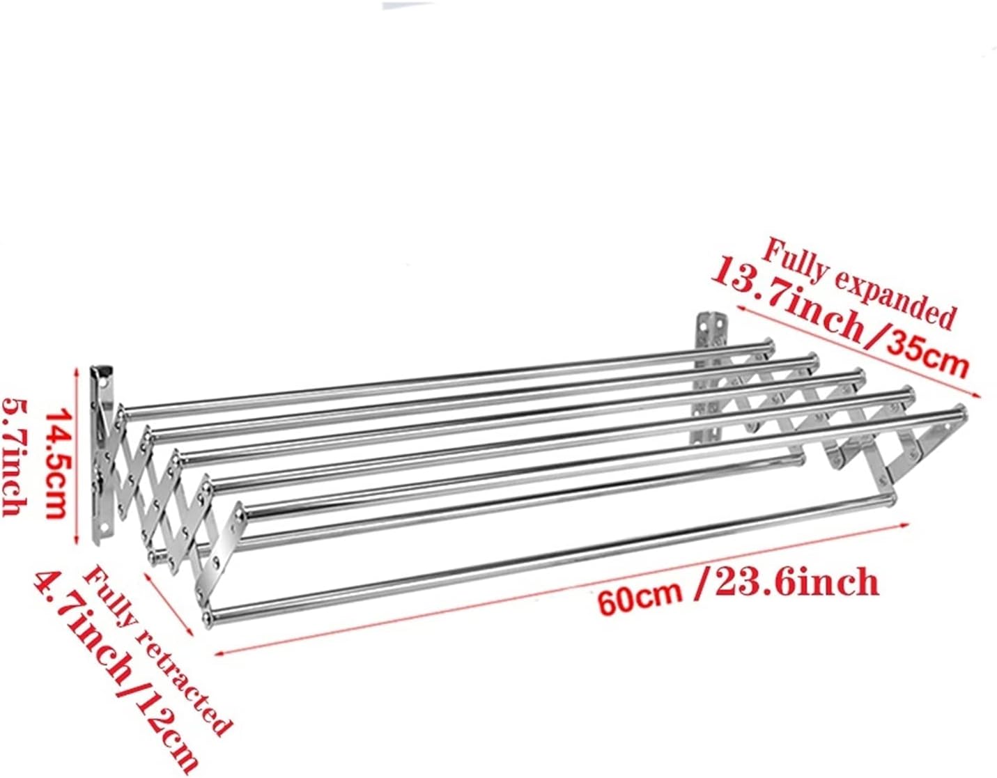 F Hes Rack Wall Mounted Laundry Drying Rack Hing Foldable Retractable Garment Hanger Foldable Telescopic Airer Dryer for Dry Balcony, Mudroom, Bedroom Home,