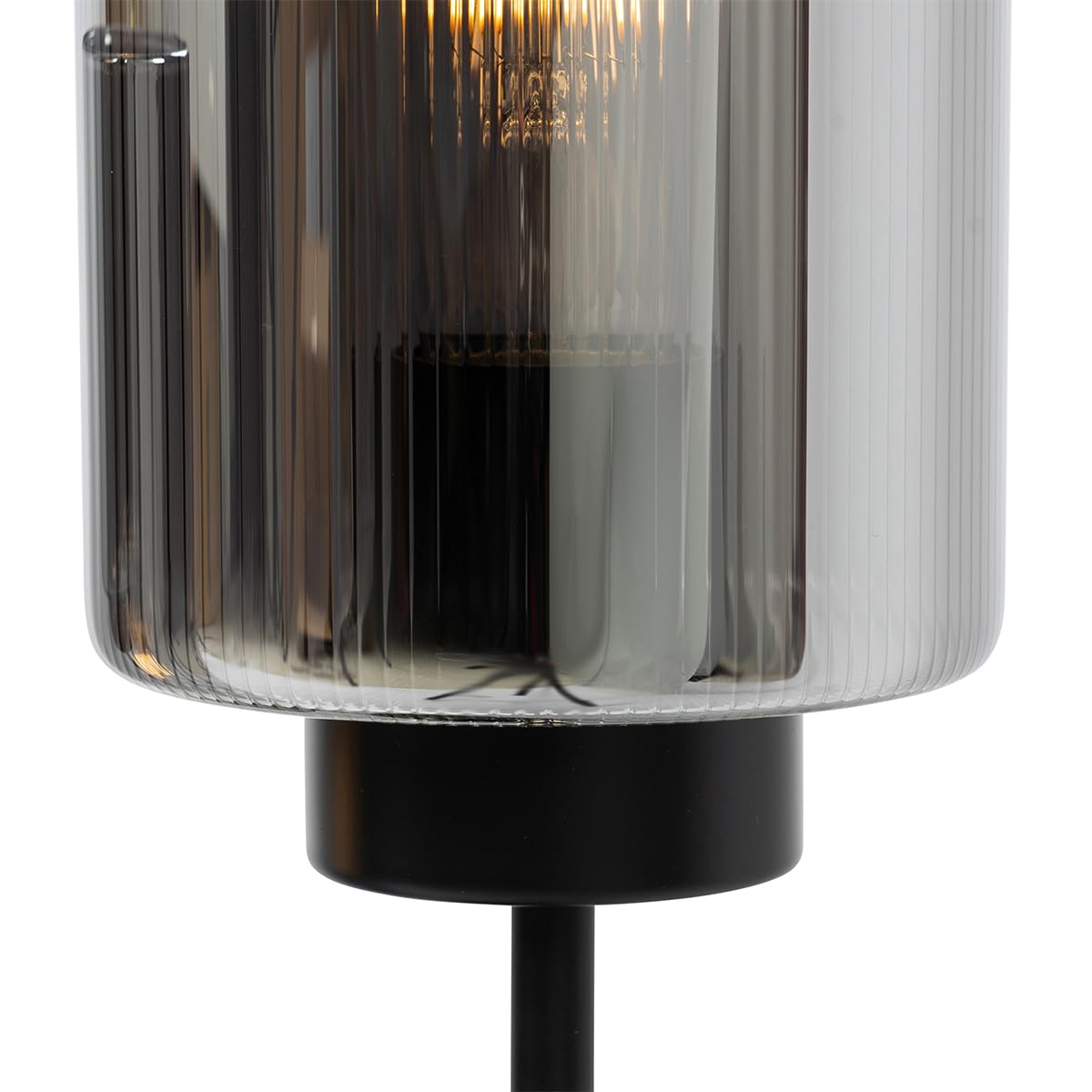 Qazqa Art Deco Tischleuchte - Laura - Schwarz mit Rauchglas, max. 40W, Geeignet für LED, 64cm, Ideal als Schlafzimmerlampe und Wohnzimmerlampe
