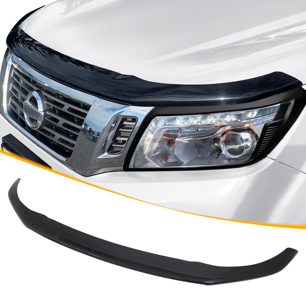 Motorhauben-Deflektor Insektenschutz für Nissan Navara 2016-2022 NP300 D23, PMMA, UV-beständig, wetterfest, glänzend schwarz