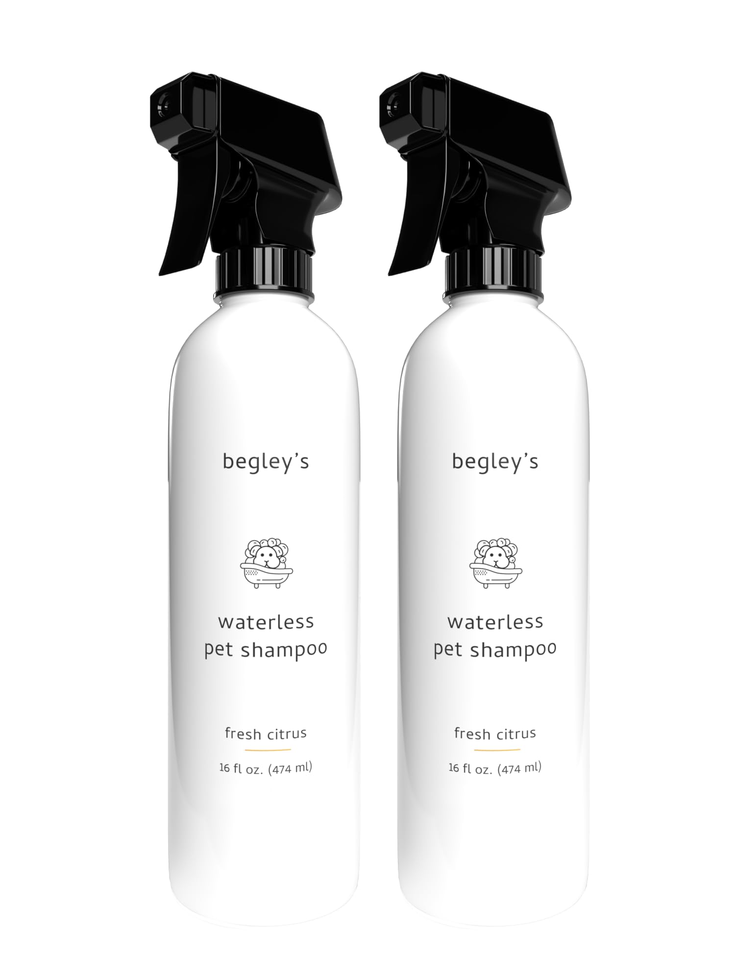 Begley's Naturalny bezwodny szampon dla zwierząt domowych, bez spłukiwania, dezodoryzujący i bezzapachowy, dla błyszczącej świeżej sierści, skuteczny dla psów, szczeniąt i kotów - świeży cytrusowy