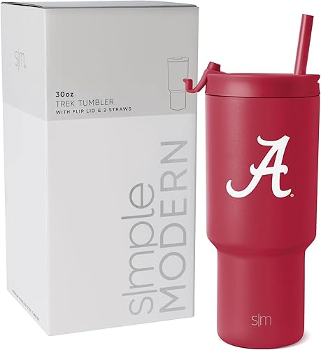 Simple Modern Vaso con licencia oficial de 30 onzas con tapa abatible y pajitas, vaso aislado de acero inoxidable, regalos para hombres, colección