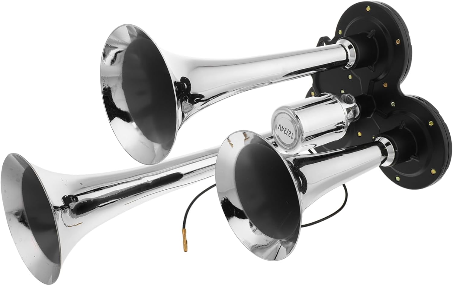 ABOOFAN Triple Trumpet Air Horn Kit for Trucks and Cars 12/24V Loud Train Horn Compressor Suitable for Motorcycles SUVs and Boats