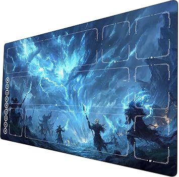 Riftbound TCG Playmat 24x14 Inch | Large Gaming Mat with Pre-Printed Zones & Storage Bag Fierce war 1