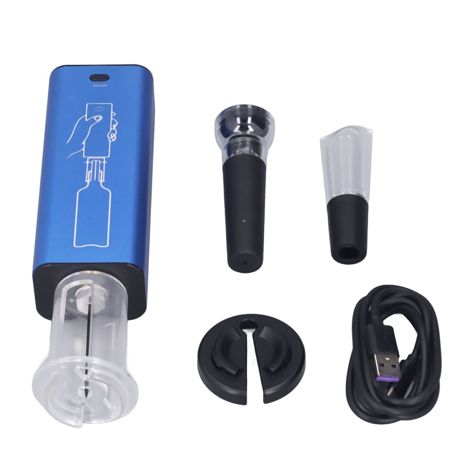 Apribottiglie elettrico con meccanismo di pressione dell'aria e chip di controllo di sicurezza - Apribottiglie ricaricabile calibro 35 mm con porta di tipo C e accessorio