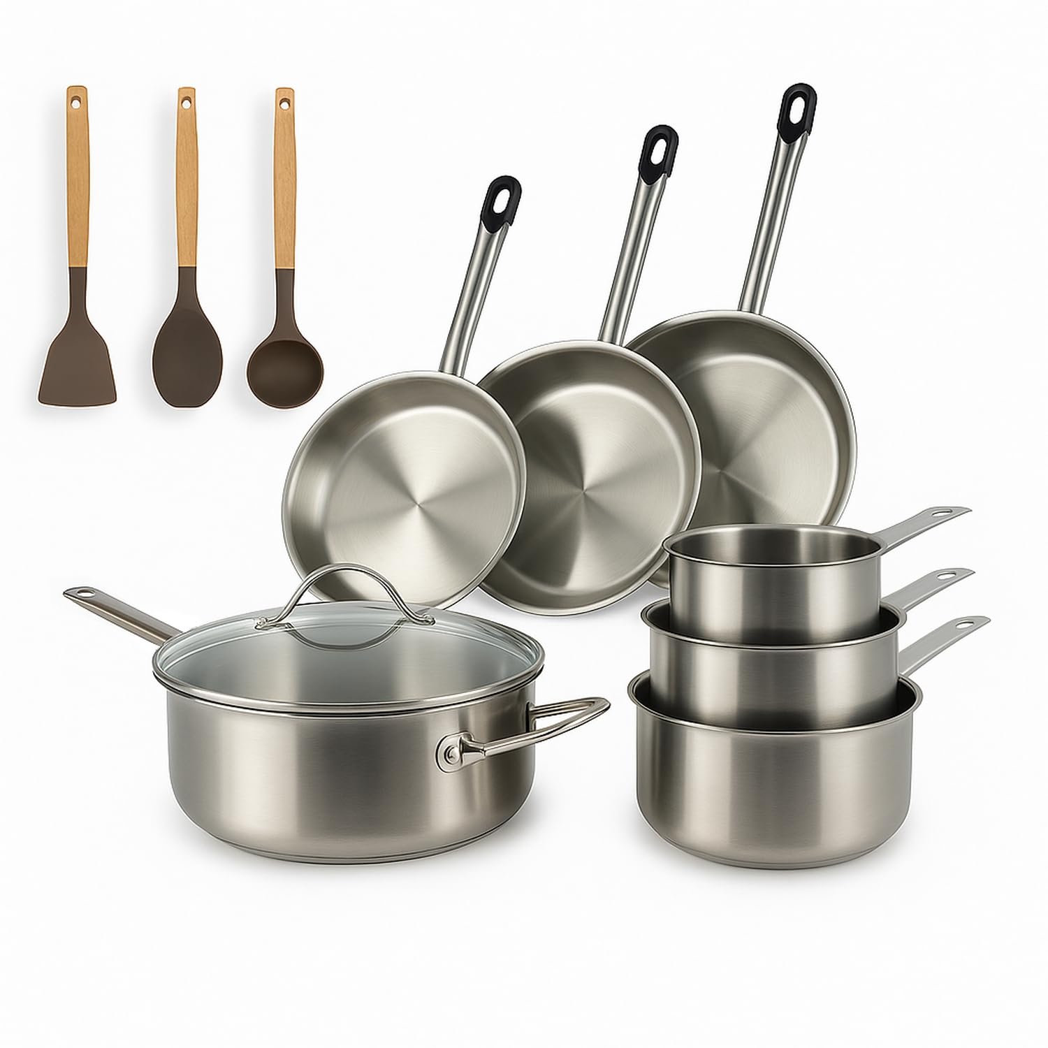MENASTYL - 10-teiliges Profi-Kochset aus Edelstahl, Induktion – 6014031