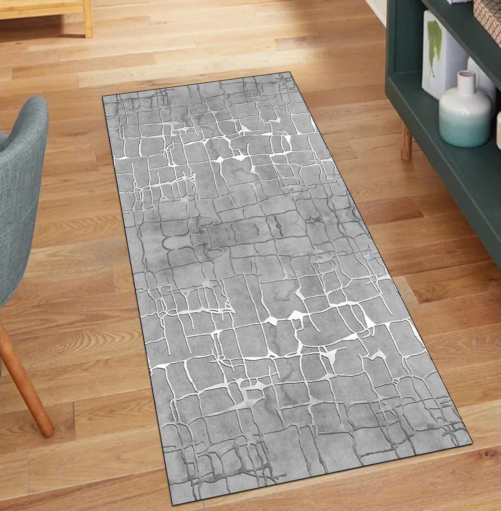 Alfombra gris para pasillo de 110x200 cm, moqueta lavable a metros