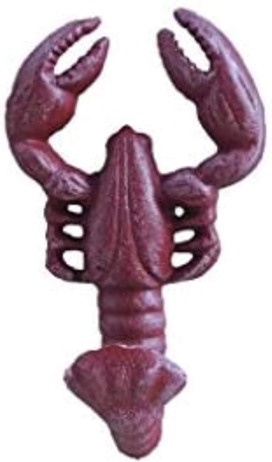 Vintage Red Whitewashed Cast Iron Wall Mounted Lobster Hook 5" - Sea Decor