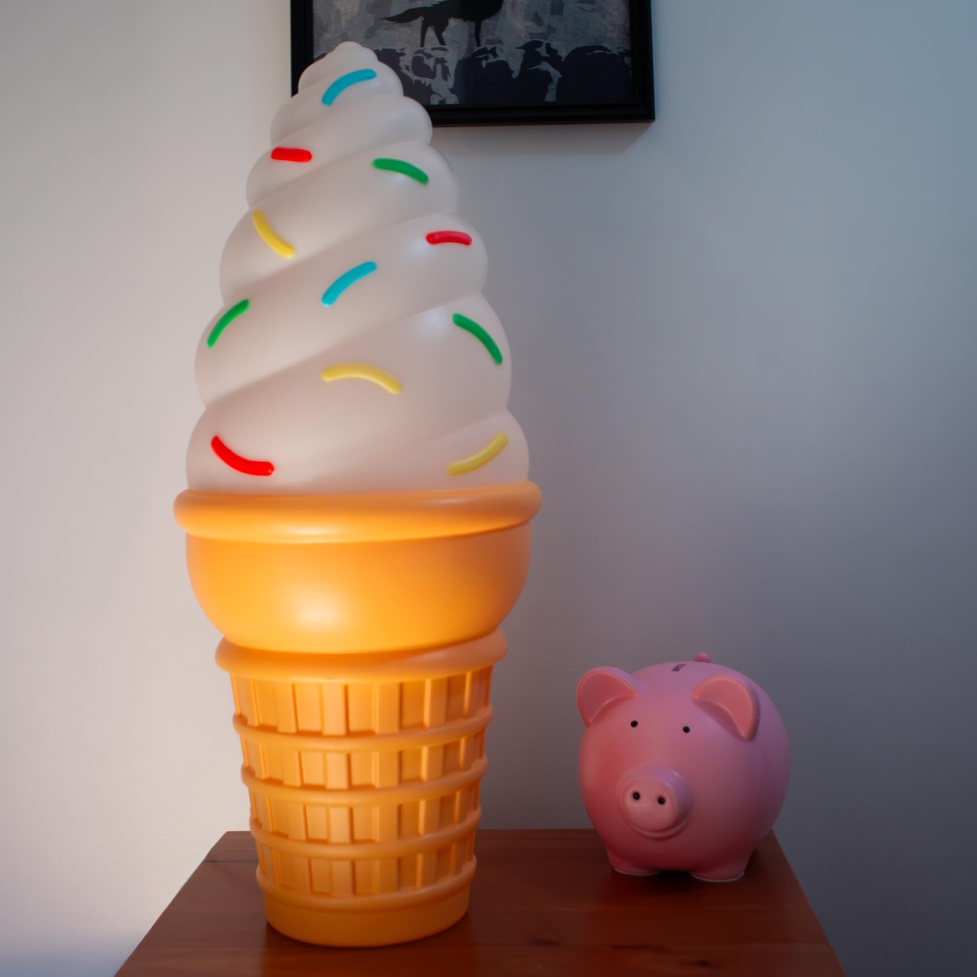 25-Inch Lighted Giant Ice Cream Cone Novelty Blow Mold Light – Retro Dessert Decor with Fun LED Lights for Indoor Use – Cute, Quirky Lamp for Kitchen or Party Display