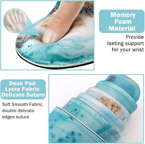 Miniatura 3 de Juego de alfombrillas para mouse y teclado, alfombrilla extendida para mouse y soporte para reposamuñecas para teclado, espuma viscoelástica,