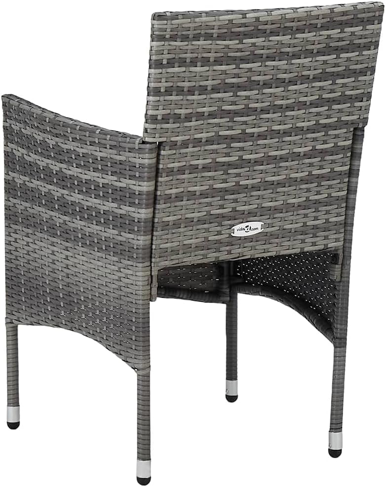 3 Piece Patio Dining Set,Afternoon Tea Suit,Conversation Furniture,Balcony Bar,Includes Rubber Corner for Glass Protection,Perfect for Patio, Garden, Porch,Family Room,Sitting Area, Gray