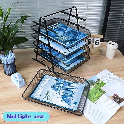 5 Niveles a4 Organizador Escritorio Papeles, Bandejas Oficina Apilables en Malla Metalicas, Organizador de Archivos, Bandeja Escritorio Organizadors para Oficina Hogar - imagen 8