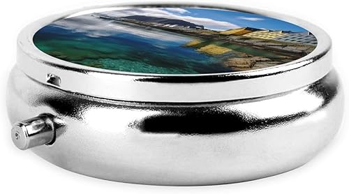 Miniatura 3 de Noruega Paisaje Naturaleza Mar Agua Imprimir Pastillero Redondo 3 Compartimentos Pastillero Medicina Pastillero Portátil para Medicina Diaria
