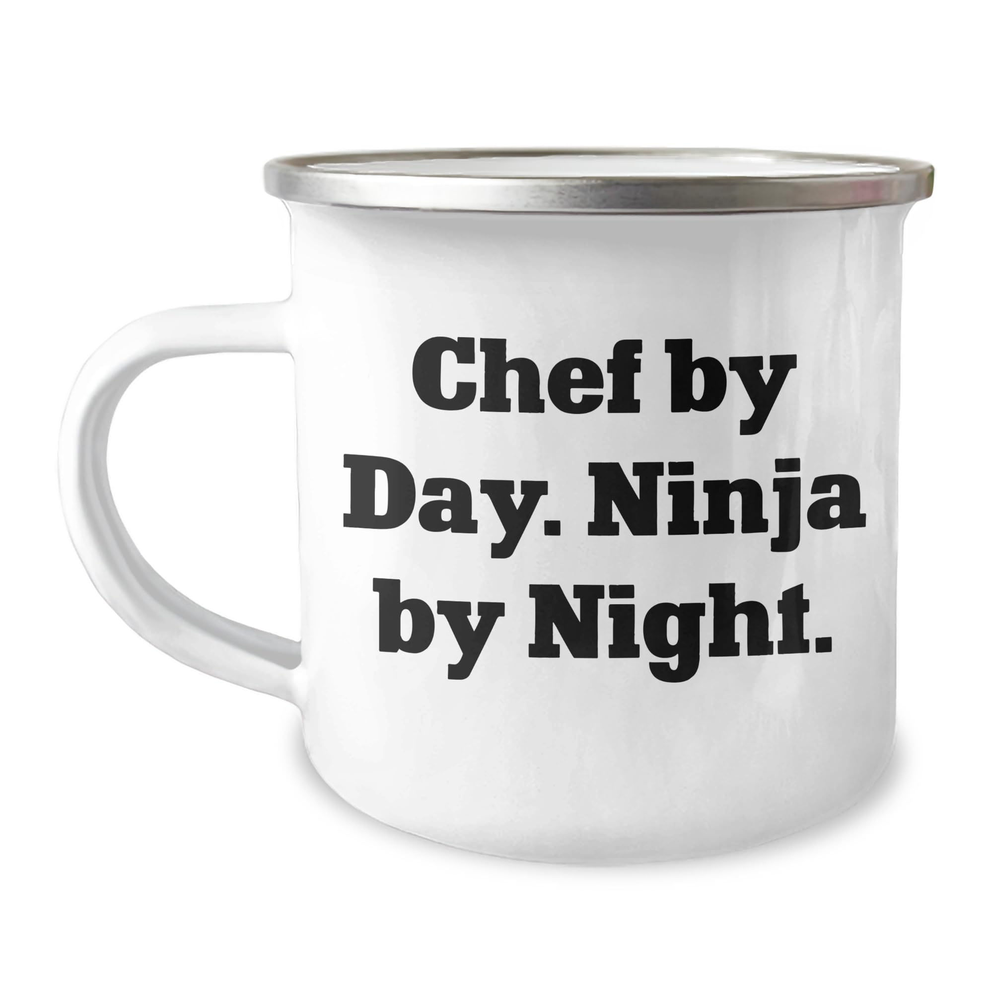 Chef By Day. Ninja By Night. Camping Mug, A Unique Christmas Unique Gift for Chef Lovers, 12 oz Stainless Steel, Fun Quote, Perfect for Camping, Hiking, or Daily Use